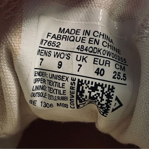 Converse All Star Chuck Taylor M7652 White Shoe Size Men 7 Women 9 EU 40 - Picture 3 of 8